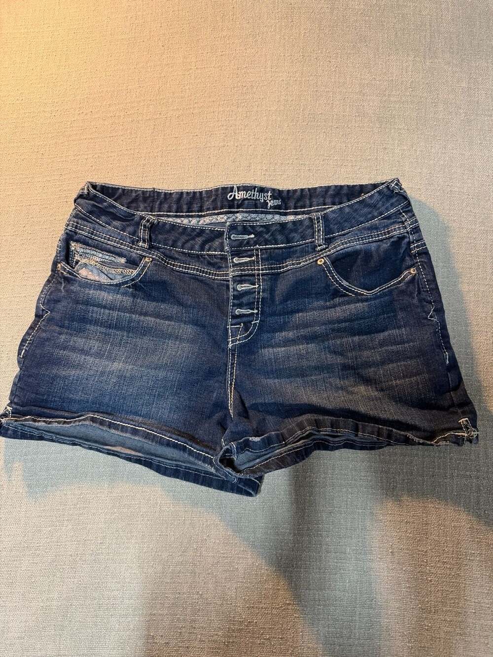 Amethyst Jeans Multi-Button Dark Wash Denim Shorts Size 13